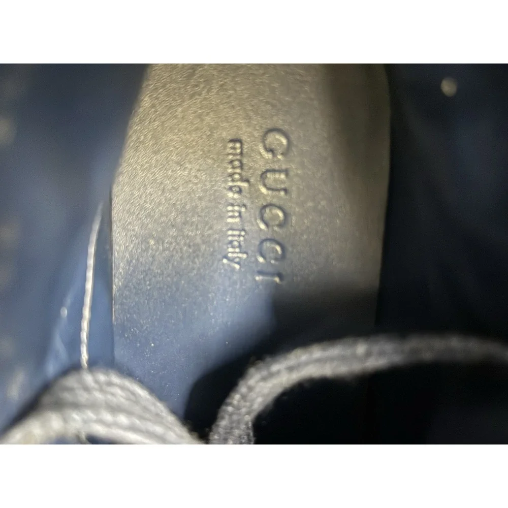 Gucci Guccissima High Top Sneakers Blue Men US 8‎ EU 39 /5 Made in Italy 409766